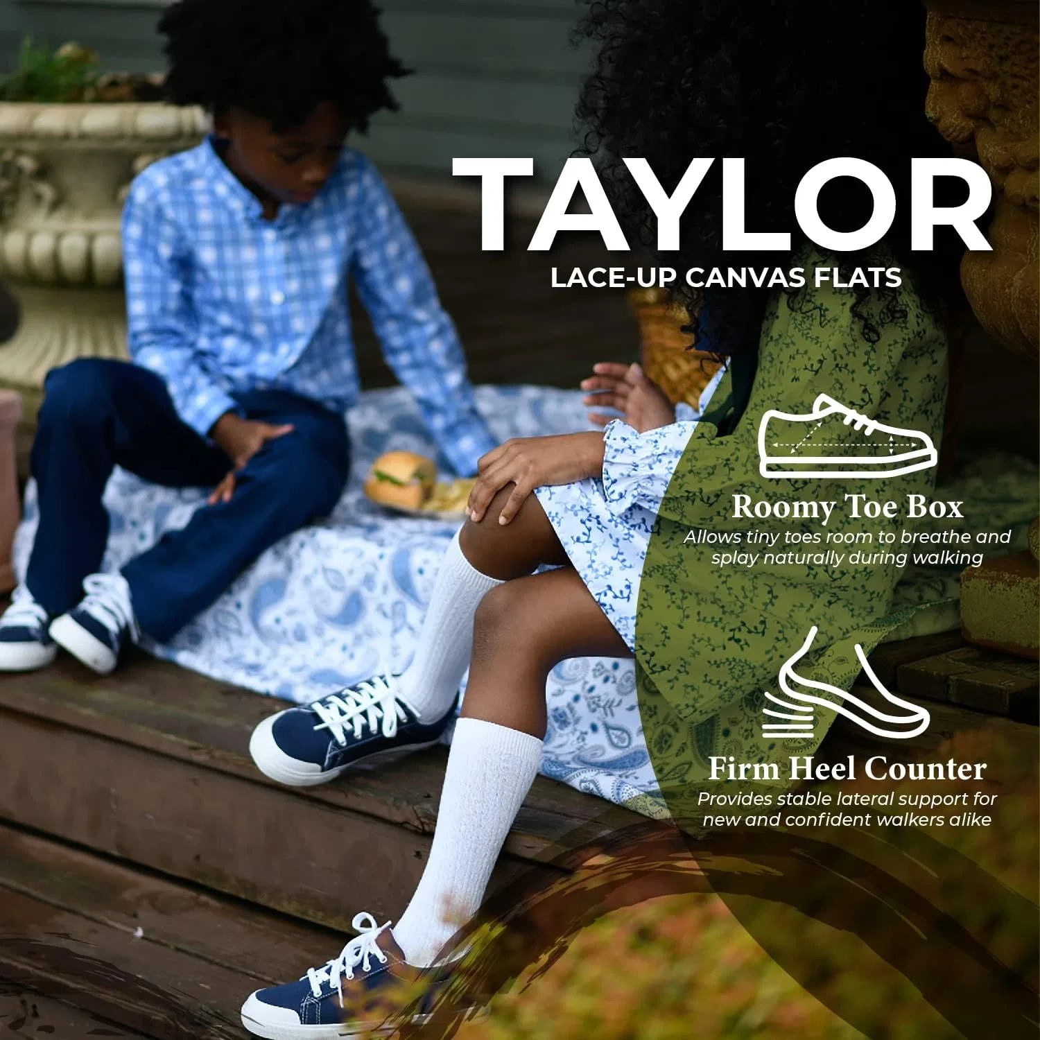 Детские кеды на шнуровке Taylor Lace-Up FOOTMATES, Navy — фото 4