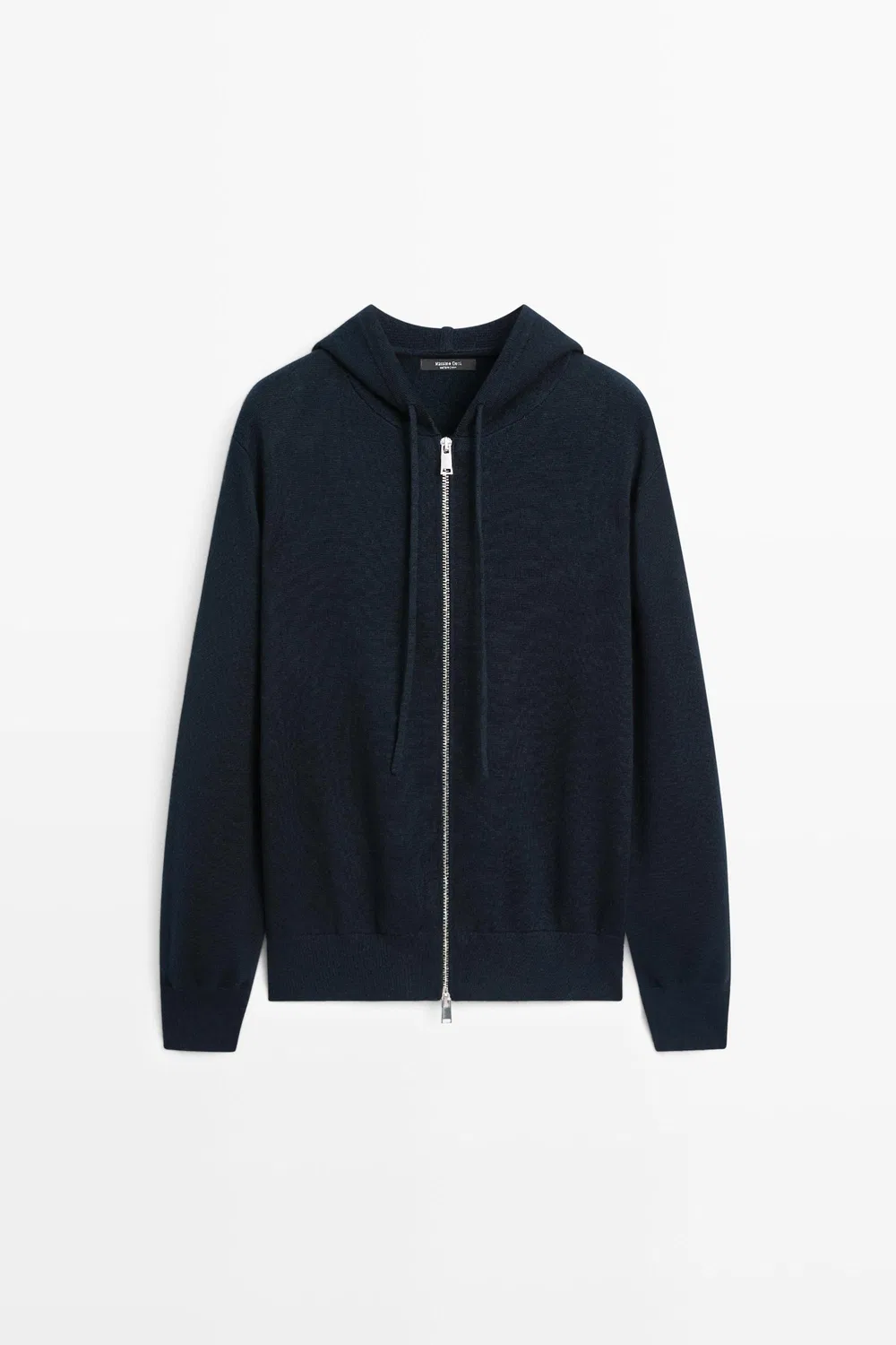 Кардиган Massimo Dutti Cotton Blend Knit Hooded, темно-синий — фото 2