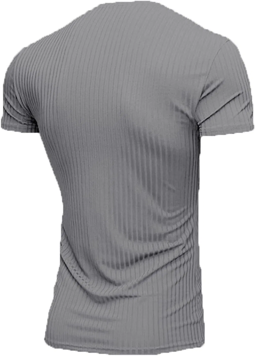 Мужская хенли-футболка Ribbed Slim Fit Bodybuilding, Light Grey — фото 4