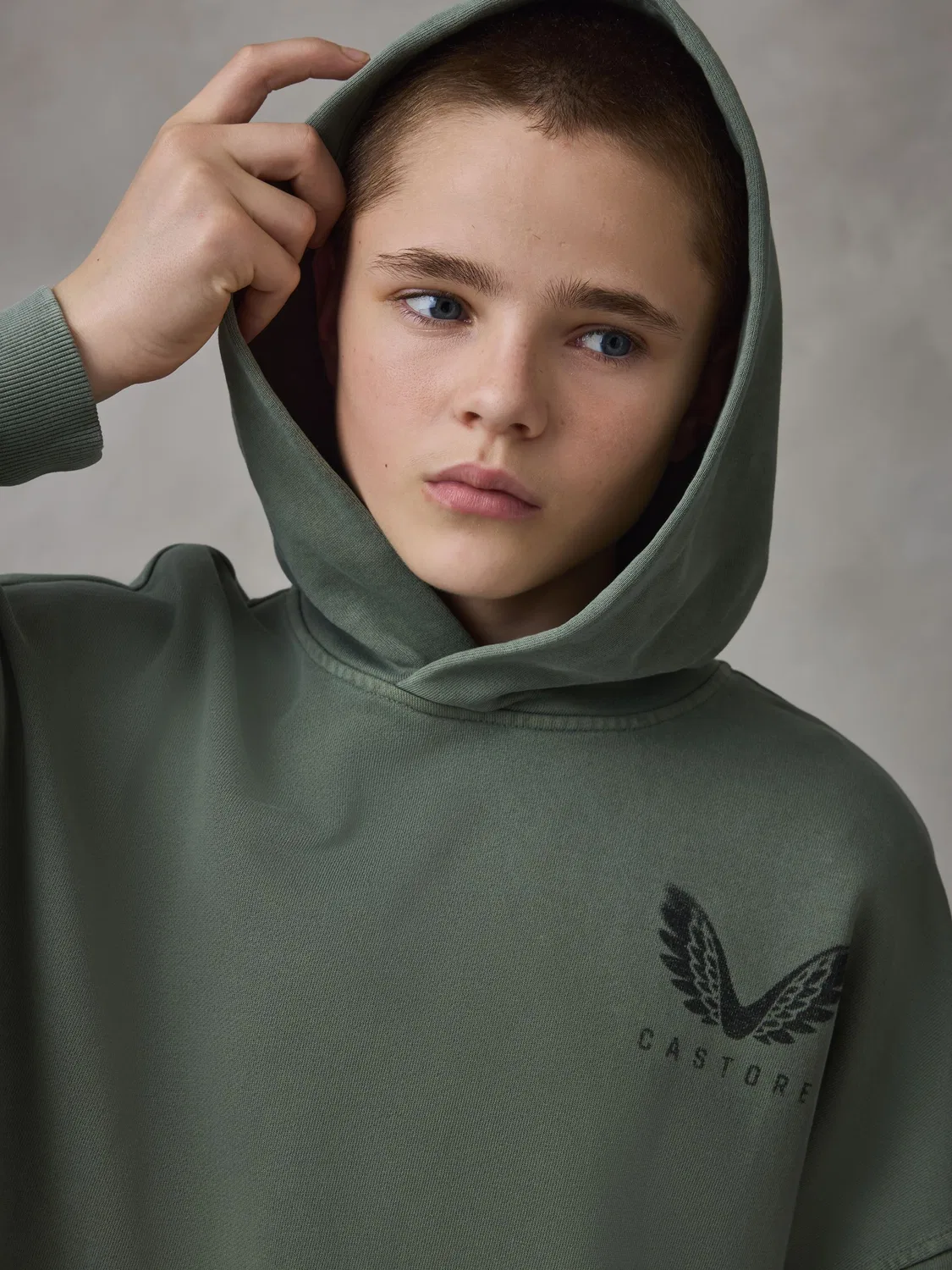 Худи оверсайз, хлопковое Castore Washed Khaki Logo Oversized Heavyweight Castore, хаки — фото 4