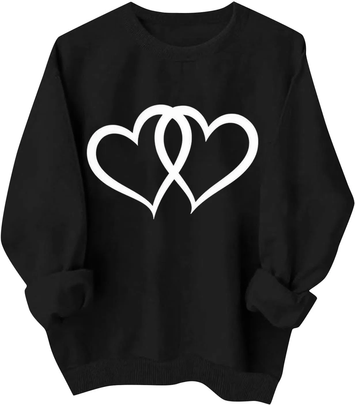 Женский свитшот с длинным рукавом, с принтом, Valentine Heart, чёрный