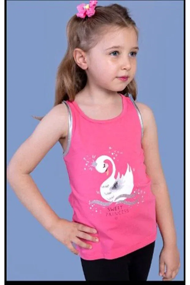 Детский топ для девочек с принтом Swan Printed Toontoy, Fuchsia