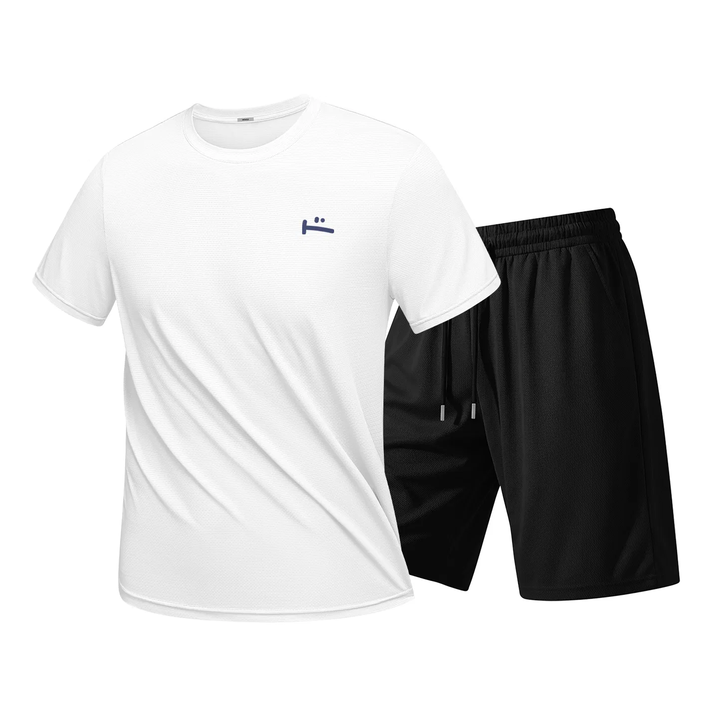 Детский комплект спортивной одежды в стиле ретро MINISO, Khaki (Blue Mood Chest Logo)+Black — фото 3