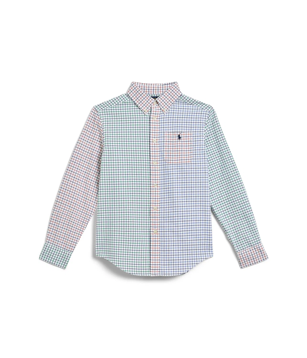 Хлопковая рубашка Tattersall Oxford Fun Shirt (для детей постарше) Polo Ralph Lauren Kids, Tattersall Funshirt