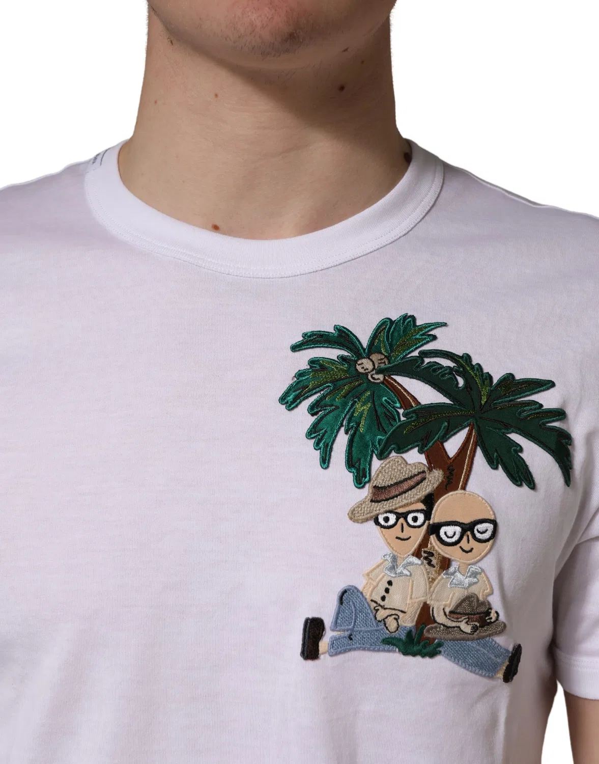 Мужская футболка с коротким рукавом и вышивкой White Palm Embroidered Dolce & Gabbana, White