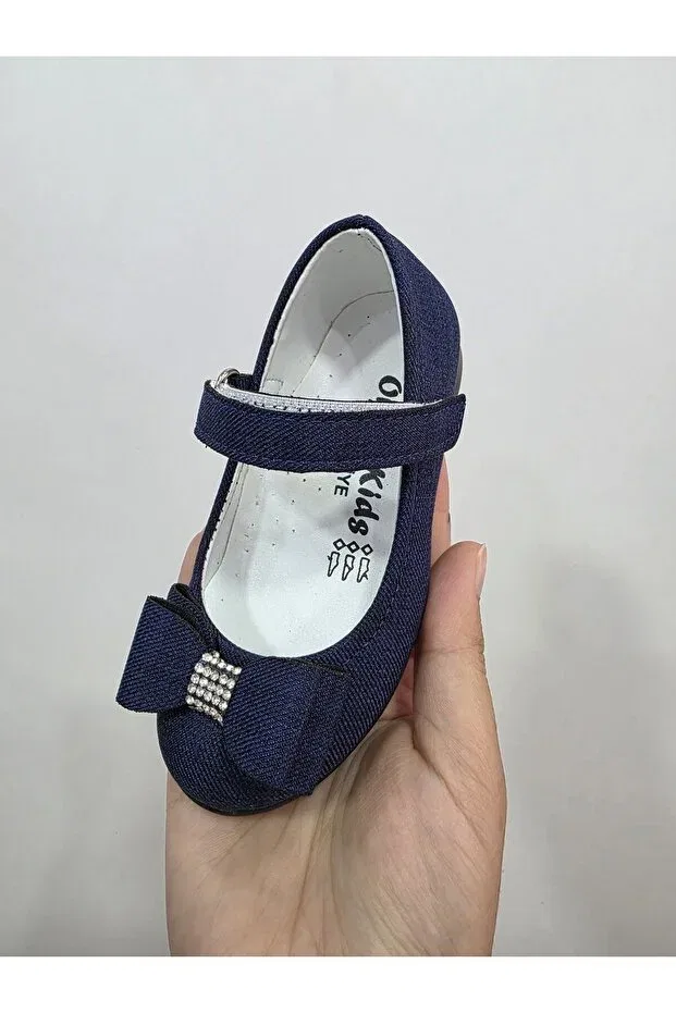 Детские балетки для девочек на низком каблуке Ortaç Bebe, Navy Blue — фото 2