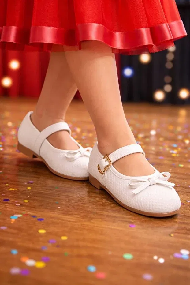 Детские балетки для девочек из искусственной кожи T-Step, White Hair Clip — фото 2