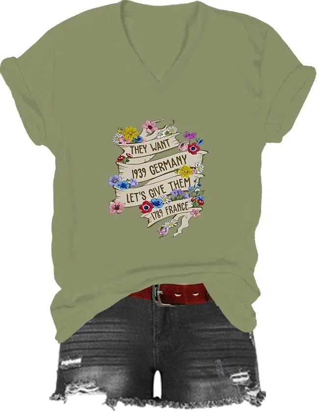 Футболка с принтом V-образным вырезом Unisex, Green