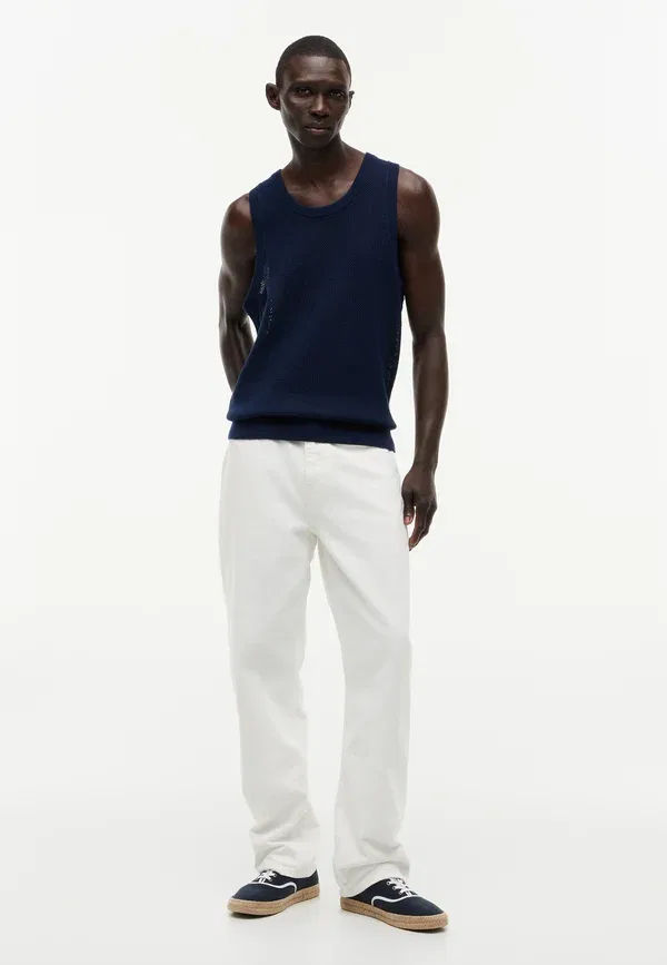 Топ хлопковый Mesh Tommy Hilfiger Carbon темно-синий — фото 2