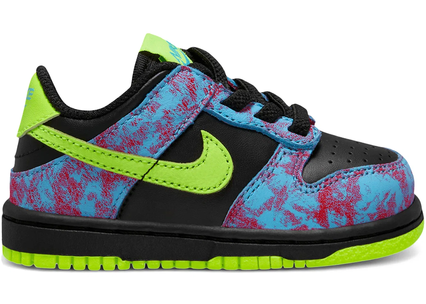 Детские кроссовки Lifestyle с принтом Nike Dunk Low SE Nike, Multi-Color/Black/Baltic Blue/Volt