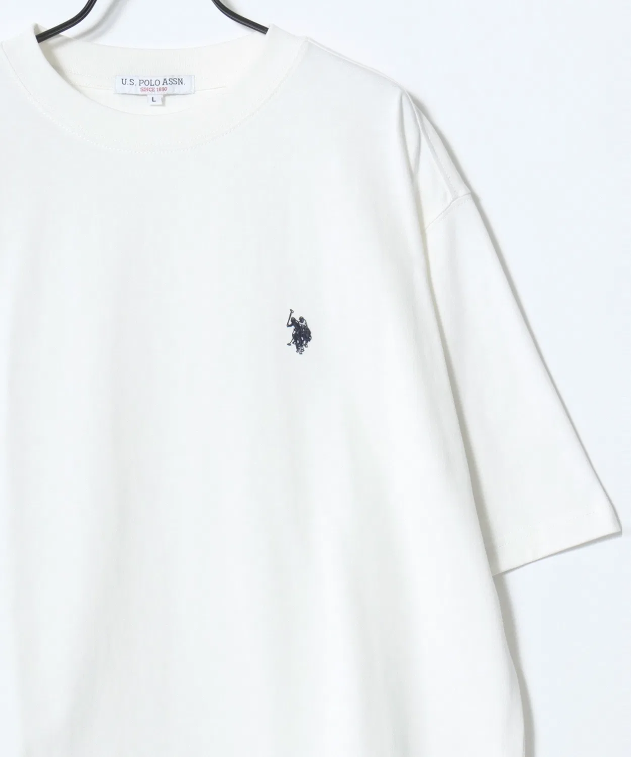 Мужская и женская футболка с длинным рукавомс вышивкой U.S. POLO ASSN., Офф-Белый — фото 2