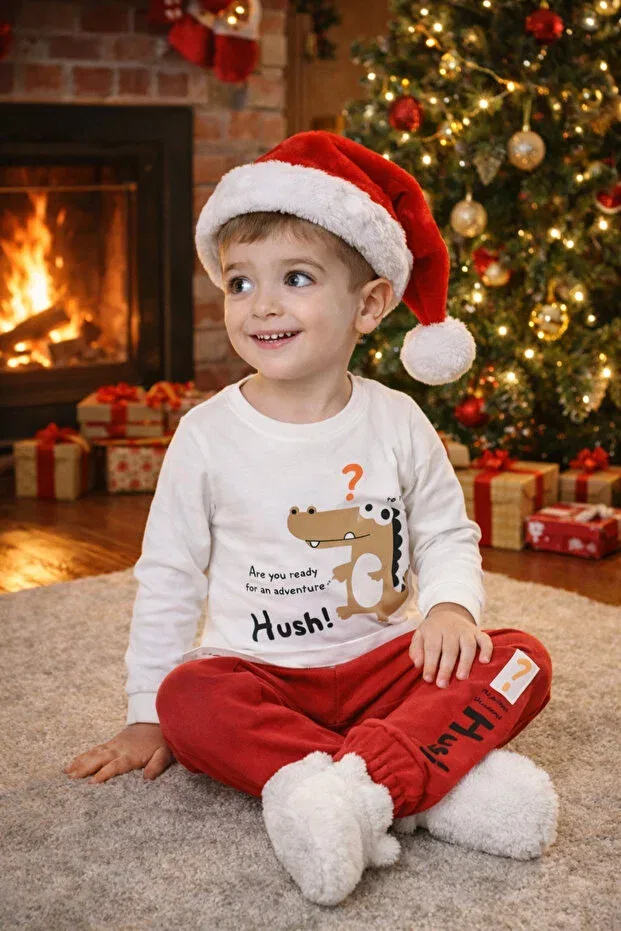 Детский спортивный костюм с принтом Dinosaur patterned bottom baby tracksuit Naile Collection, Red