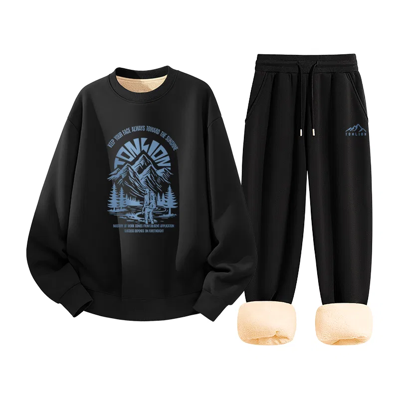Детский комплект из свитшота и джоггеров с флисом модель Lamb Fleece Tonlion, Черный