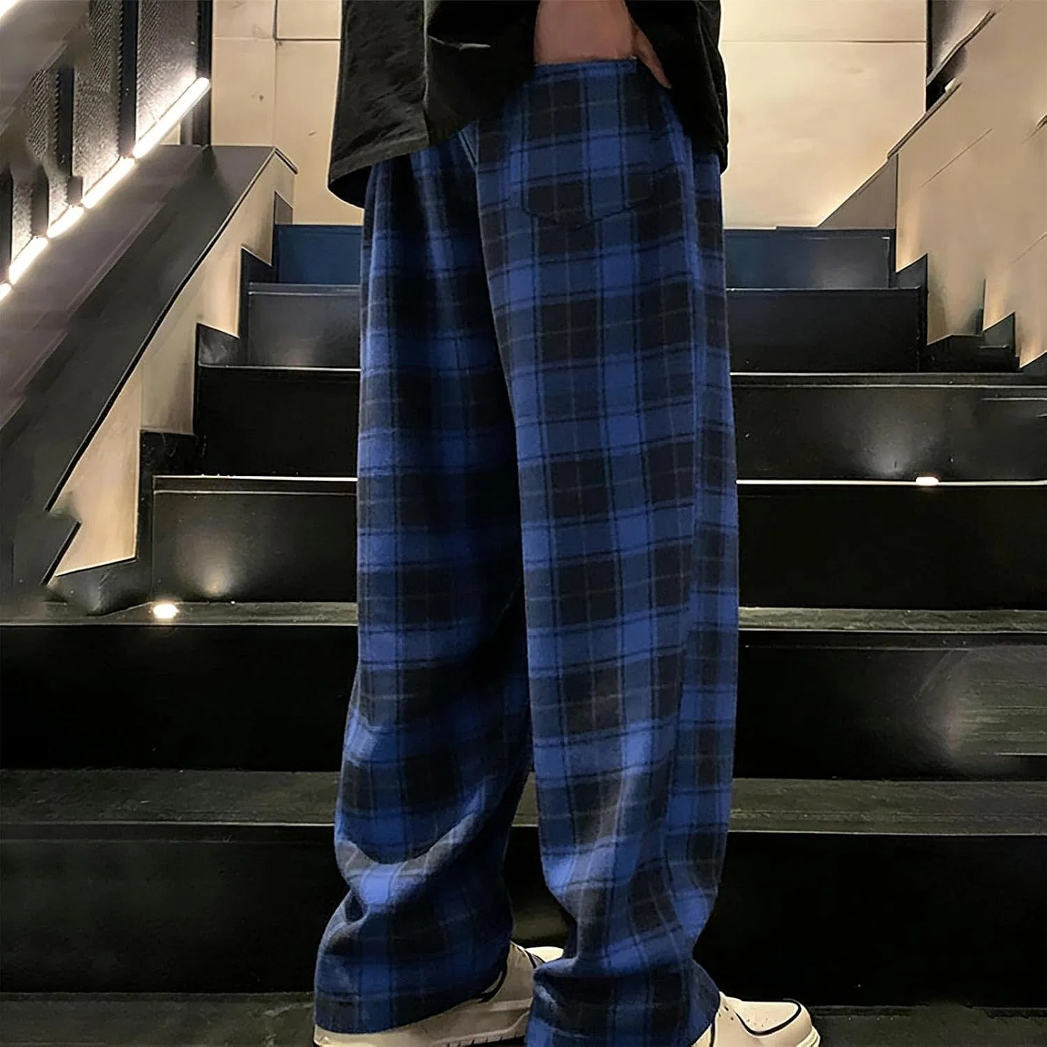 Мужские спортивные брюки с принтом, Classic Plaid, синий — фото 3