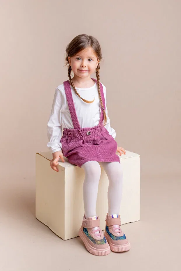 Детские ботинки для девочек с пайетками Liena Kids A More, Powder — фото 4