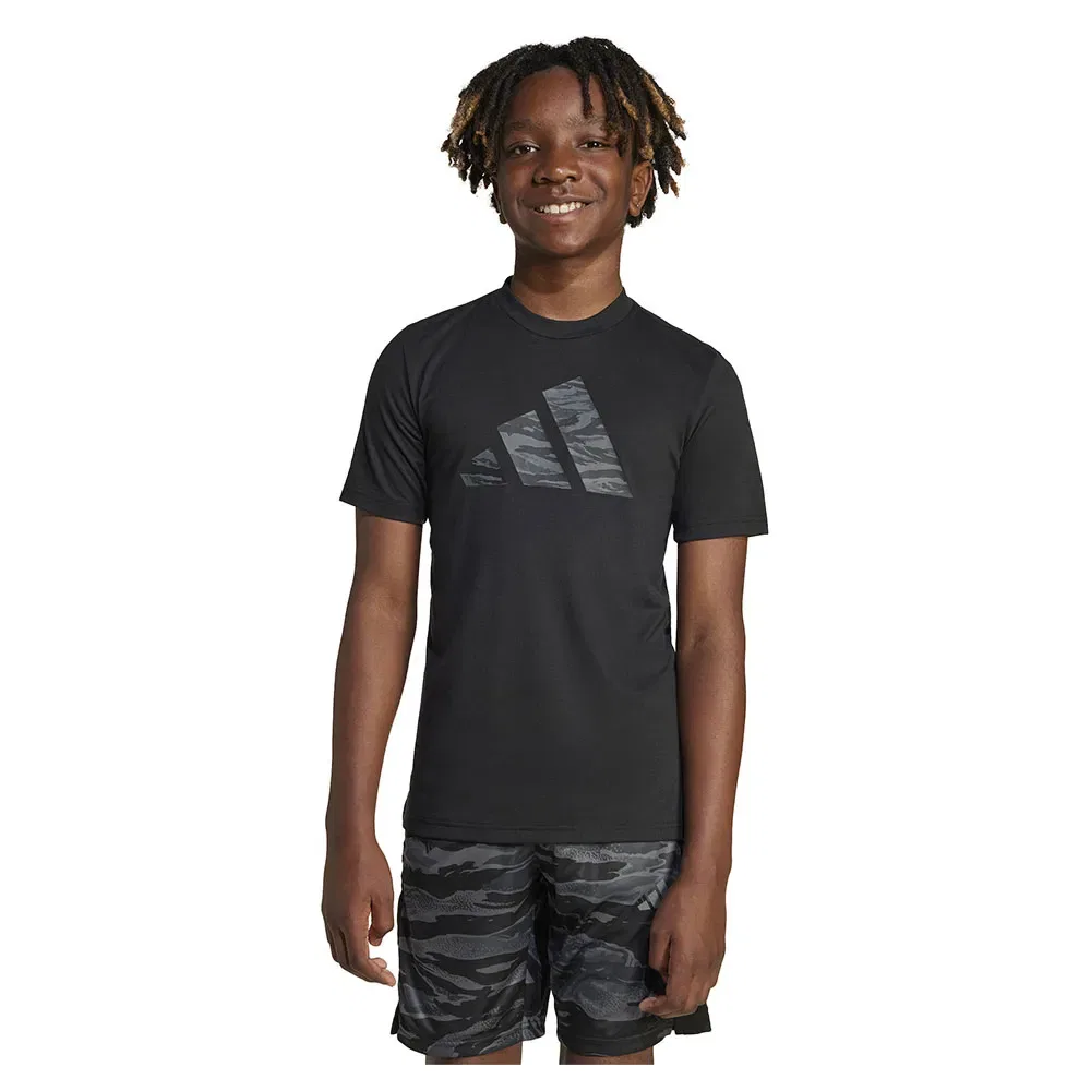Футболка с коротким рукавом камуфляжный принт Adidas, черный