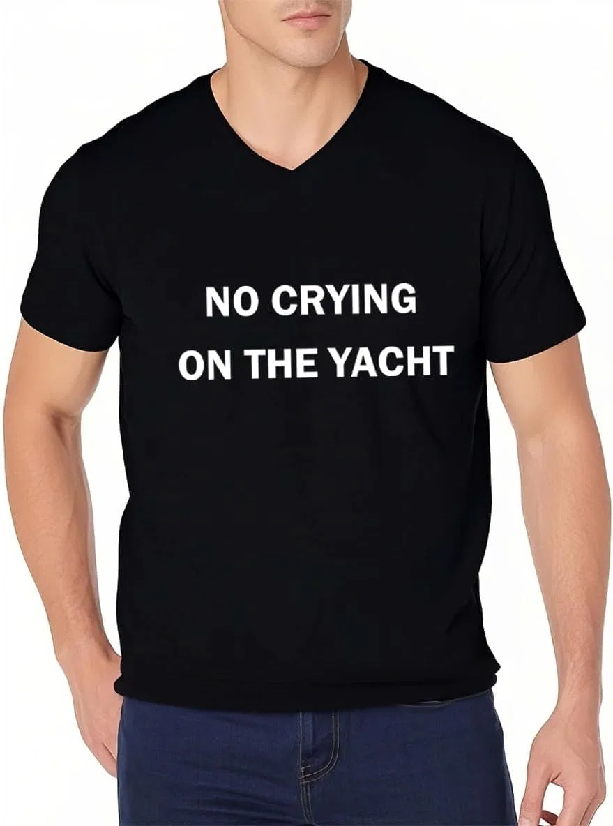 Женская футболка с принтом No Crying On The Yacht, Black — фото 3