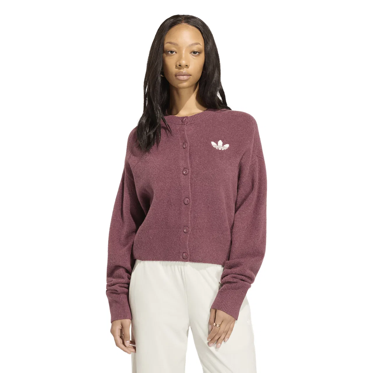 Женский кардиган с длинным рукавом, свободного кроя, adidas Originals Essentials Knit Cardigan, adidas, Quiet Crimson