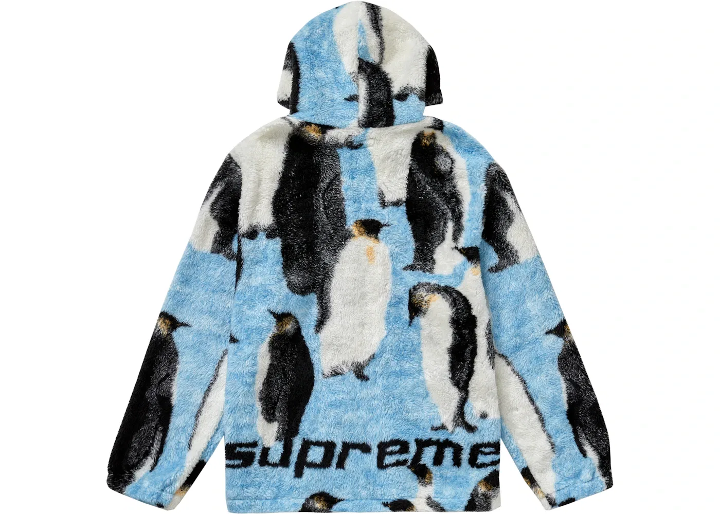Мужская куртка-флис с капюшоном с жаккардовым узором Supreme Hooded Fleece Jacket, Blue — фото 2