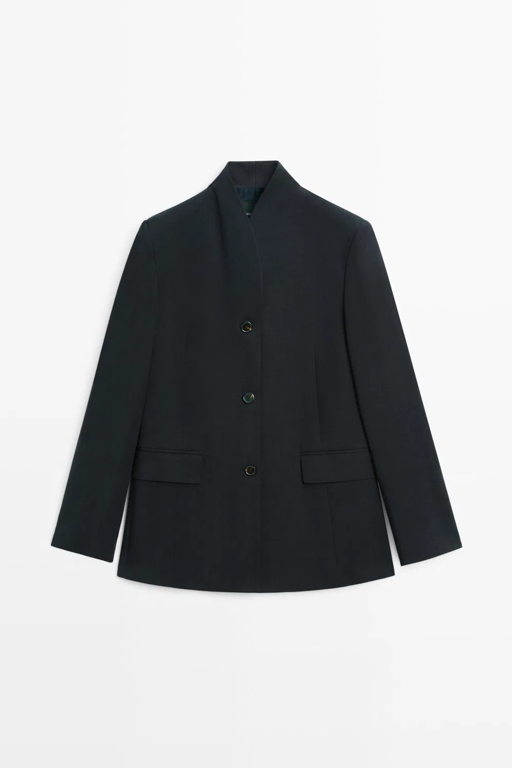 Блейзер Massimo Dutti, свободный, темно-синий — фото 2