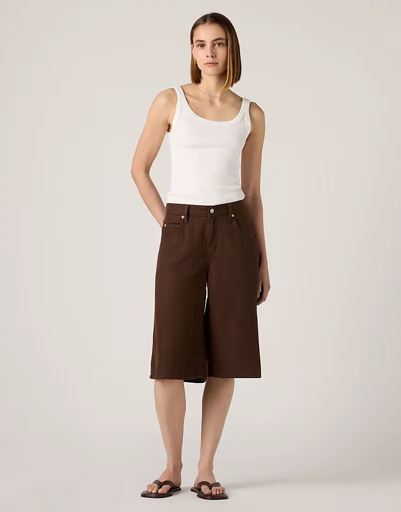 Длинные льняные шорты Levi's Super baggy, коричневый — фото 2