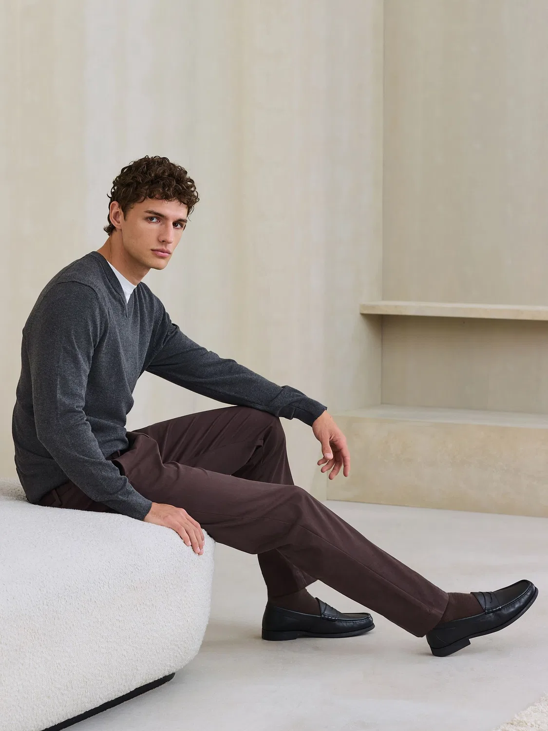 Брюки чинос Slim Fit N. Premium Smart Cotton TENCEL Lyocell Blend Next, шоколадный — фото 3