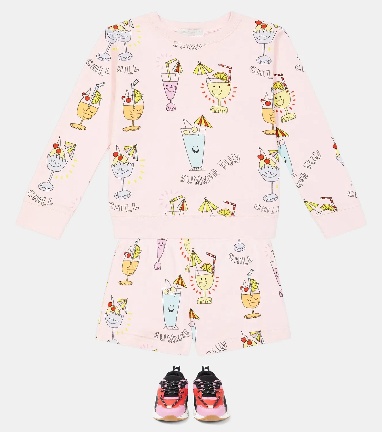 Комплект свитшота и шорт с принтом Stella Mccartney Kids, розовый — фото 2