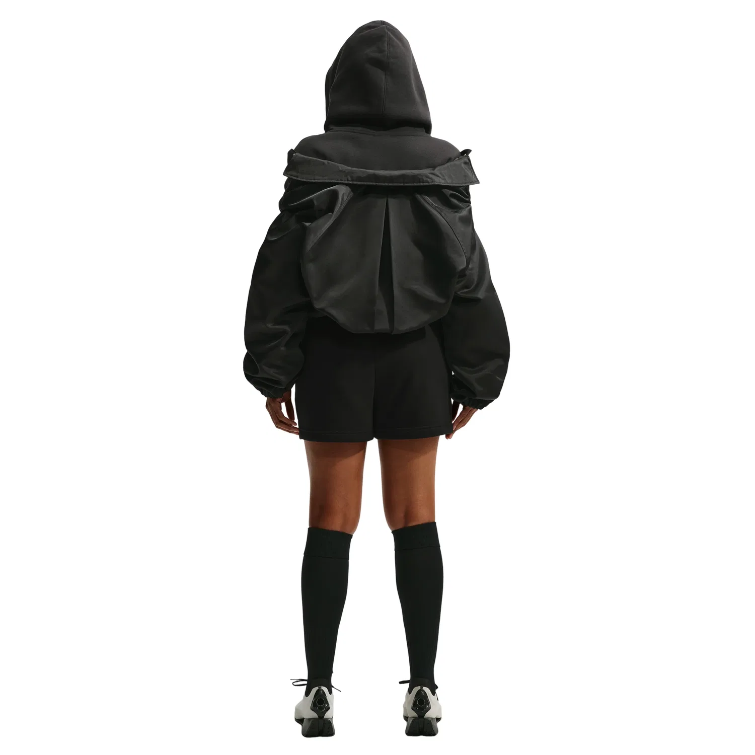 Женские шорты Studio Fleece Medium Mid-Rise Shorts 'Total Black Sail' Nike, Total Black/Sail — фото 3