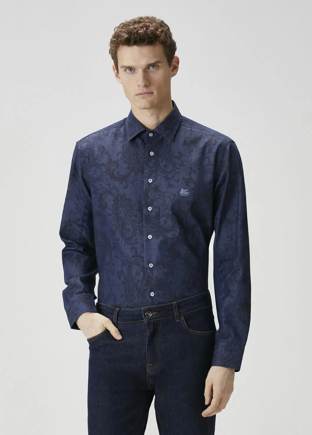 Рубашка Etro Lacivert Etnik Desenli, Etro, lacivert