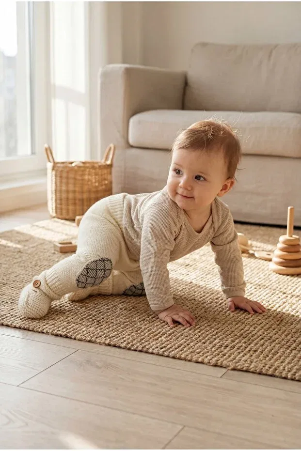 Детские леггинсы для девочек с защитой колен Babily, Ecru
