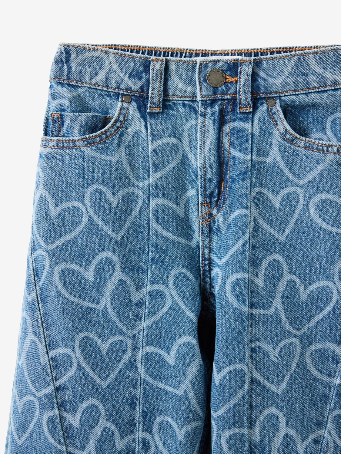 Джинсы супер-широкие Cotton On Blue, Hearts, голубой — фото 3