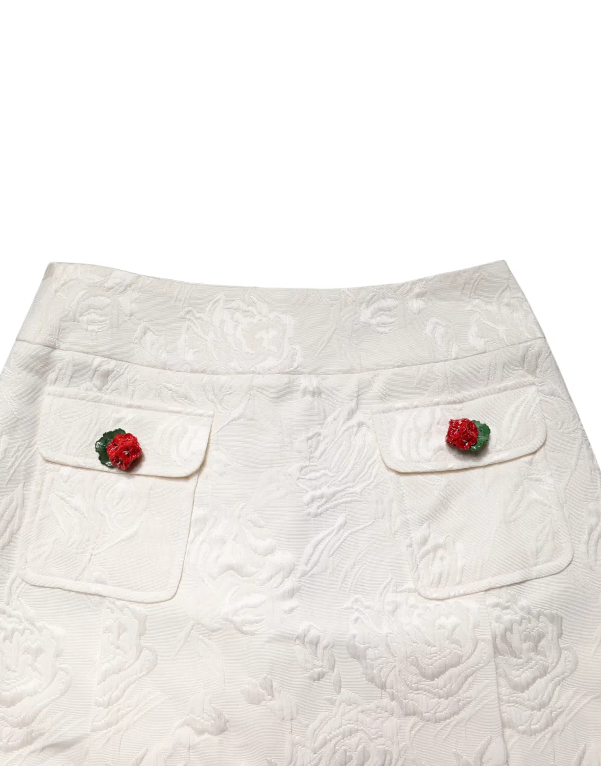 Женская мини-юбка с высокой посадкой White Floral Brocade High Waist Mini Dolce & Gabbana, White — фото 4