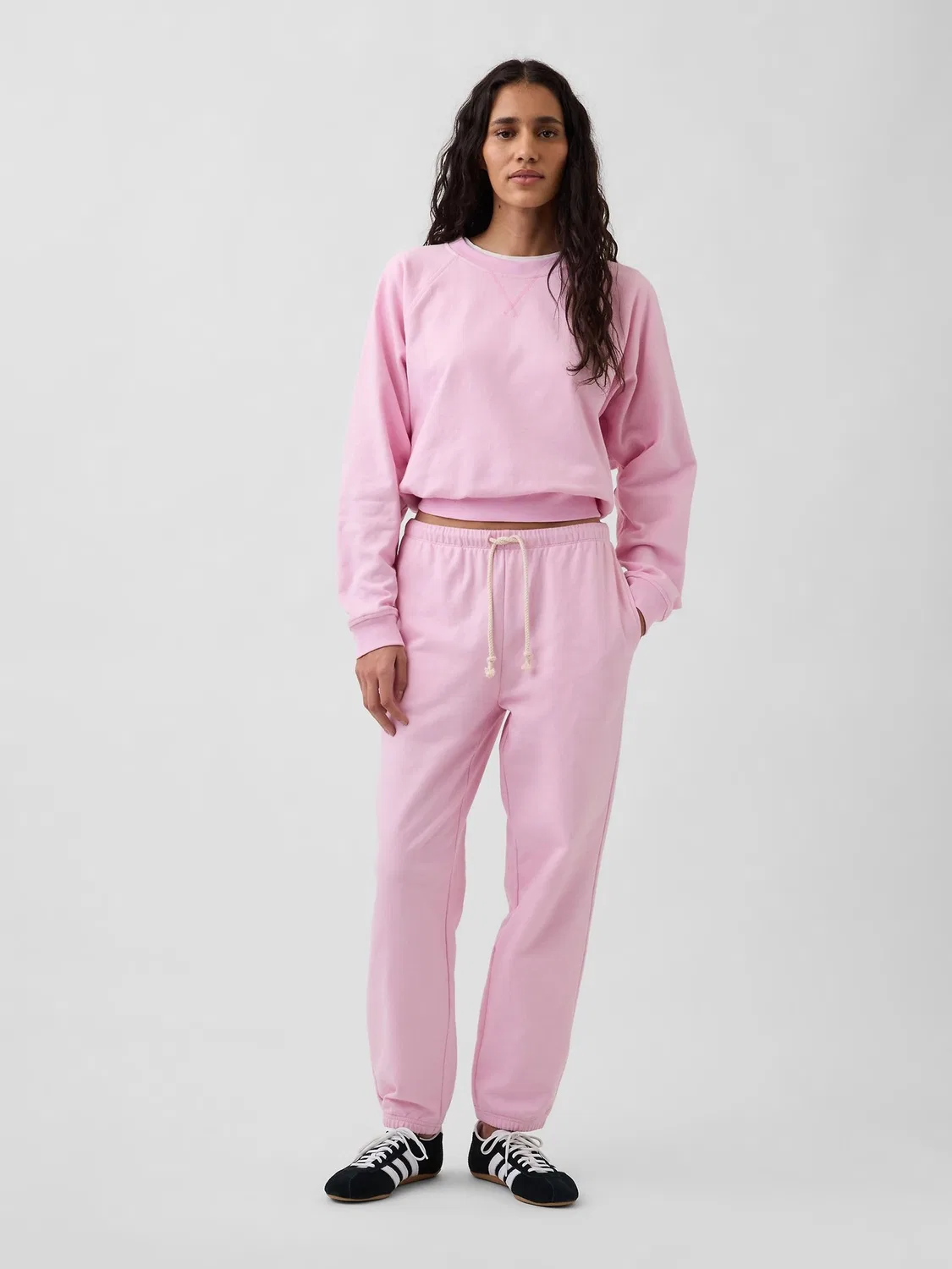 Свитшот оверсайз, французский футер, VintageSoft Raglan Gap, розовый — фото 4