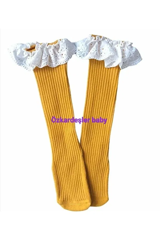 Детские носки для девочек с кружевом Özkardeşler Baby, Hardal