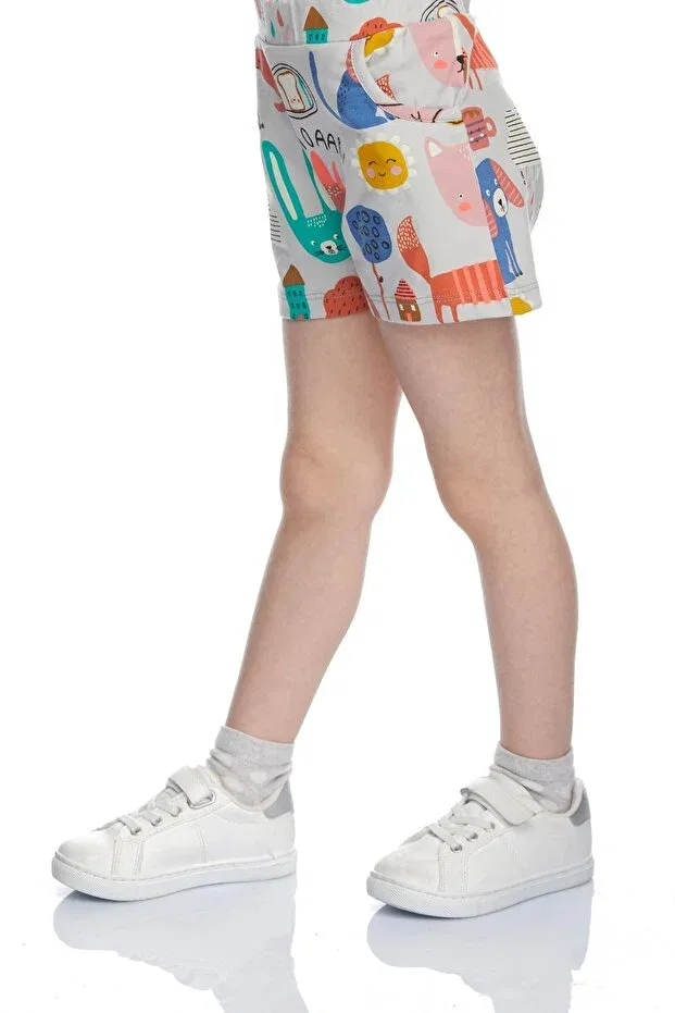 Детские шорты для девочек с принтом Roaring Animals Pocket Lovetti, Patterned — фото 3