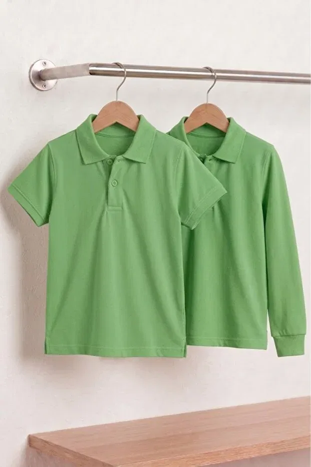 Детский комплект футболок с поло с коротким рукавом Nacar Store, Pistachio Green — фото 2
