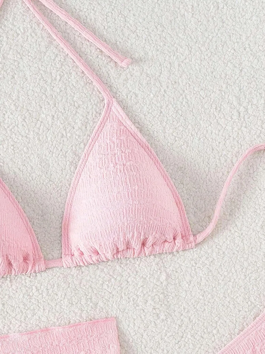 Женский бикини-сет с высокой талией и завязками сзади, Pink — фото 4
