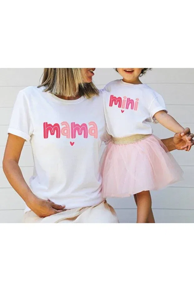 Детская футболка для девочек с принтом mother and daughter Pink Sky, White