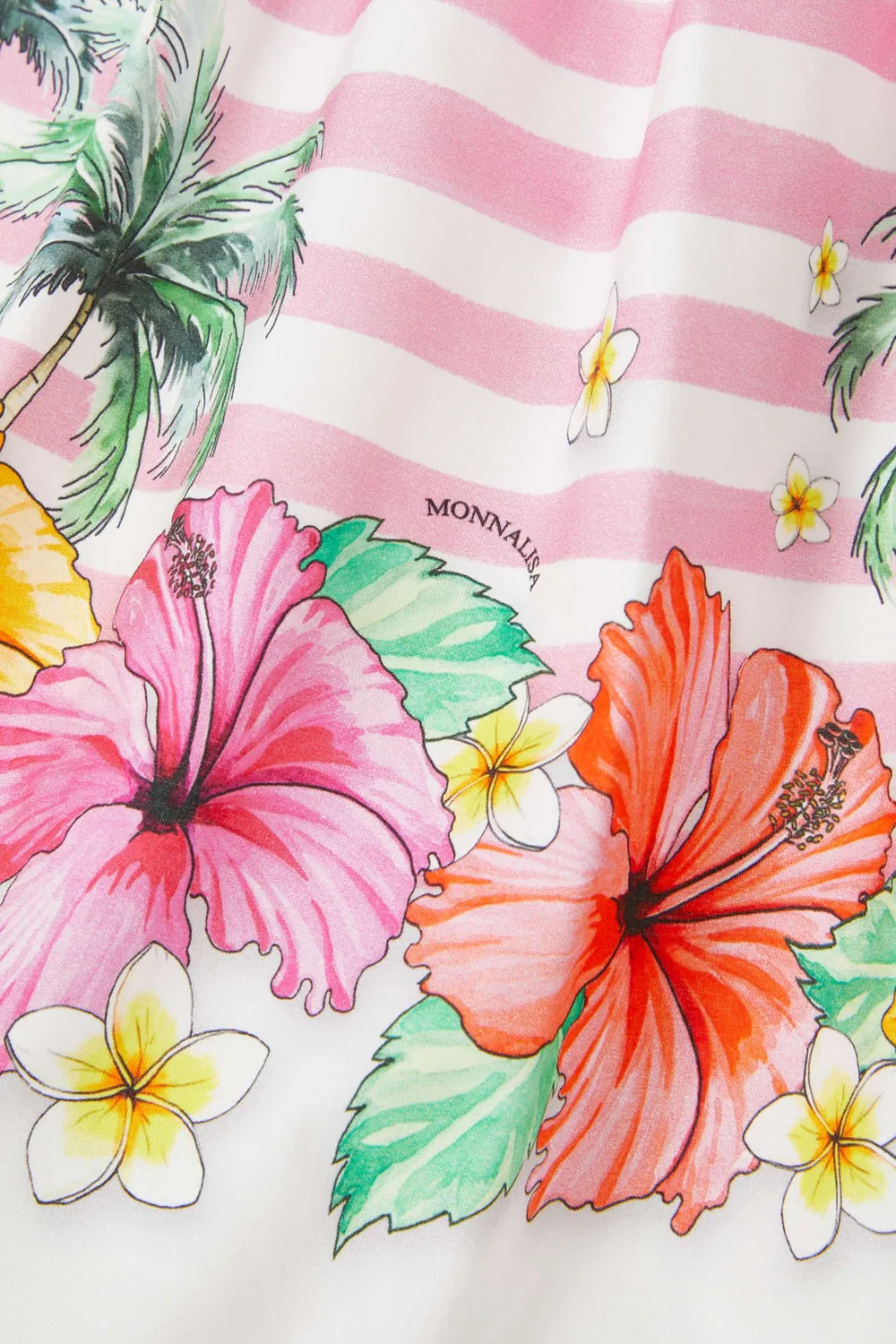 Платье с принтом полоска Hibiscus Stripe Poplin Monnalisa — фото 3