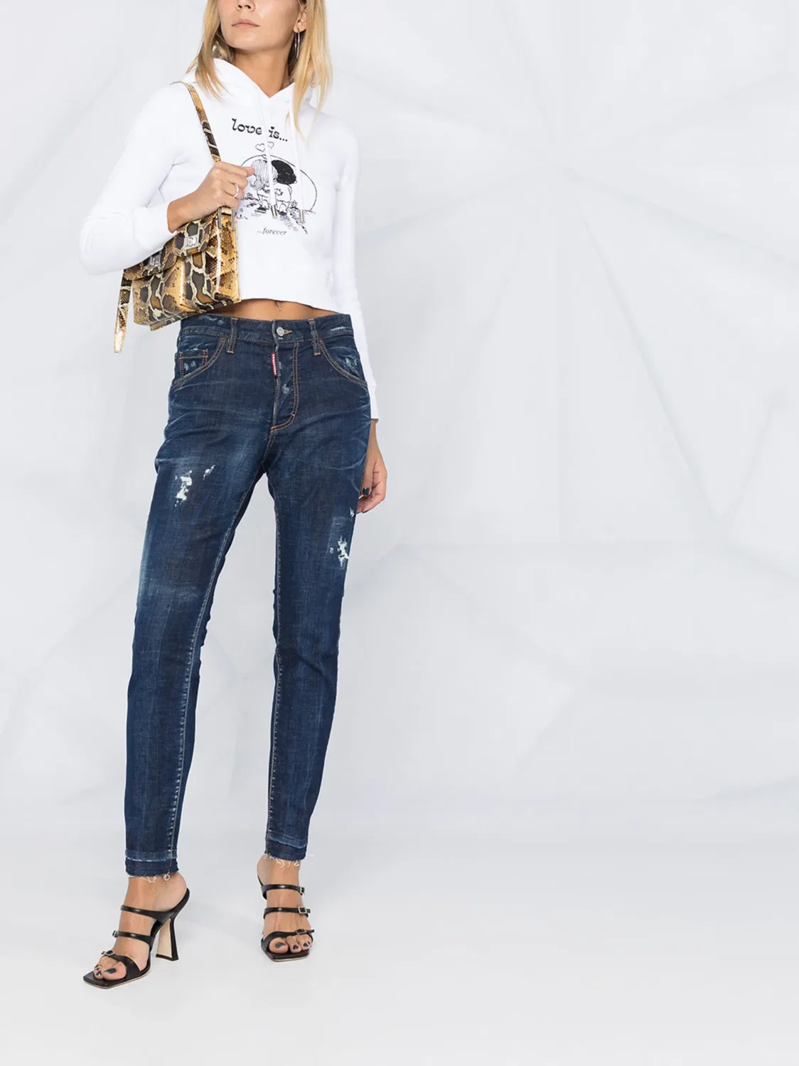 Купленная любовь укороченный худи DSQUARED2, белый — фото 4