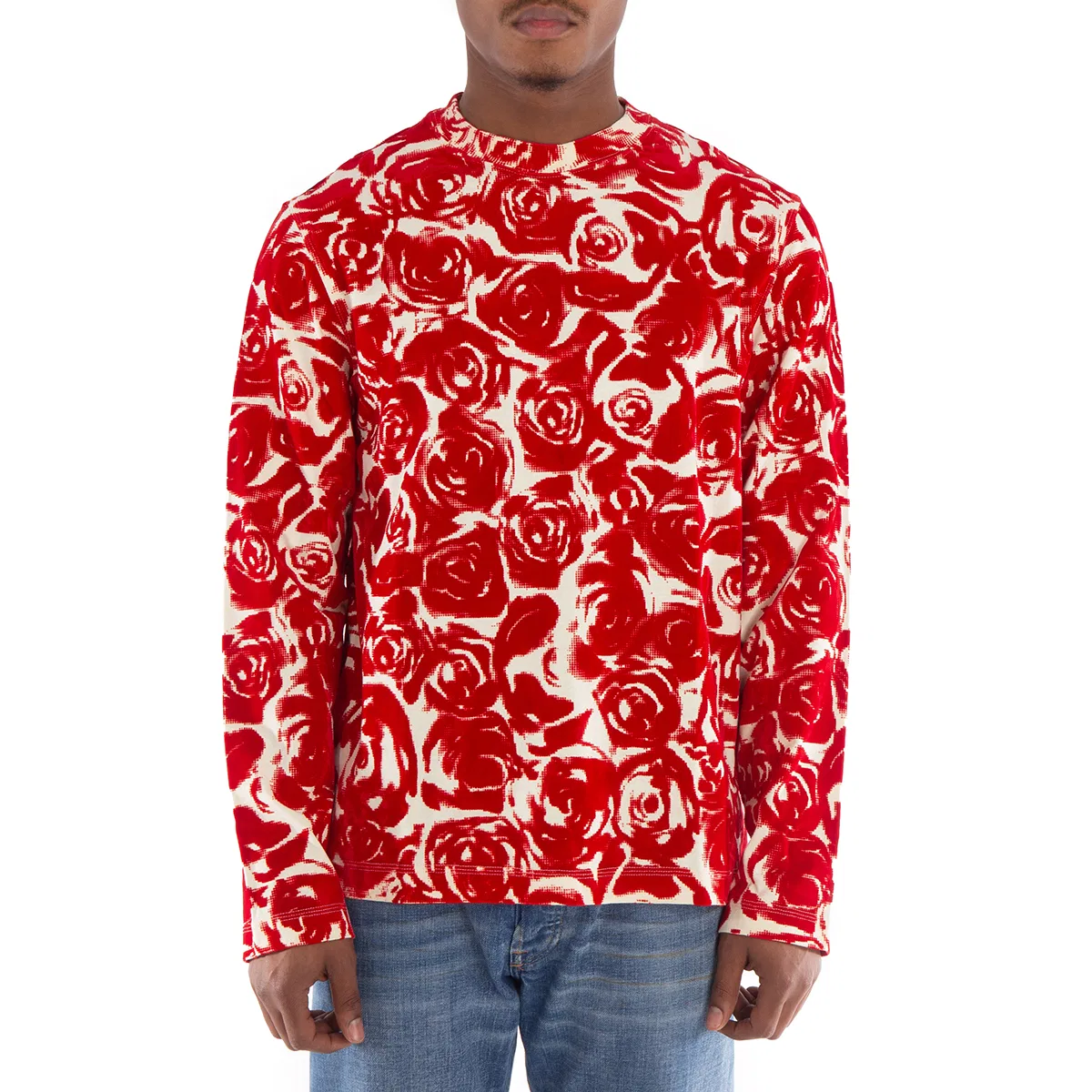 Топ с длинным рукавом с принтом роз Rose-Print Long Sleeve Cotton Top Burberry, Pillar Ip Pattern