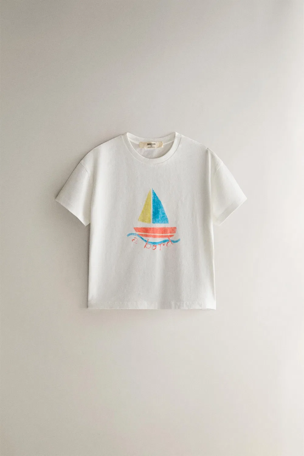 Детская футболка "A BORD" ZARA, Oyster-white
