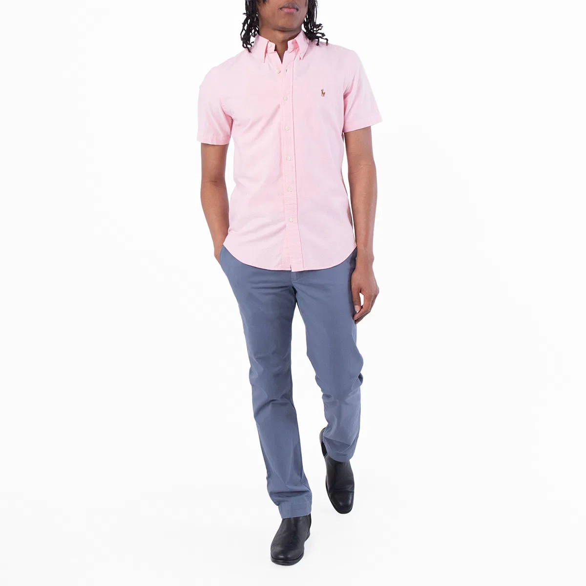 Рубашка оксфордская с коротким рукавом Custom Fit Oxford Shirt Polo Ralph Lauren, Pink — фото 4