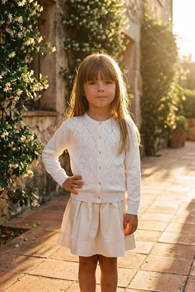 Детский вязаное кардиган с ромбовидным узором Trend Baby Kids, White — фото 2