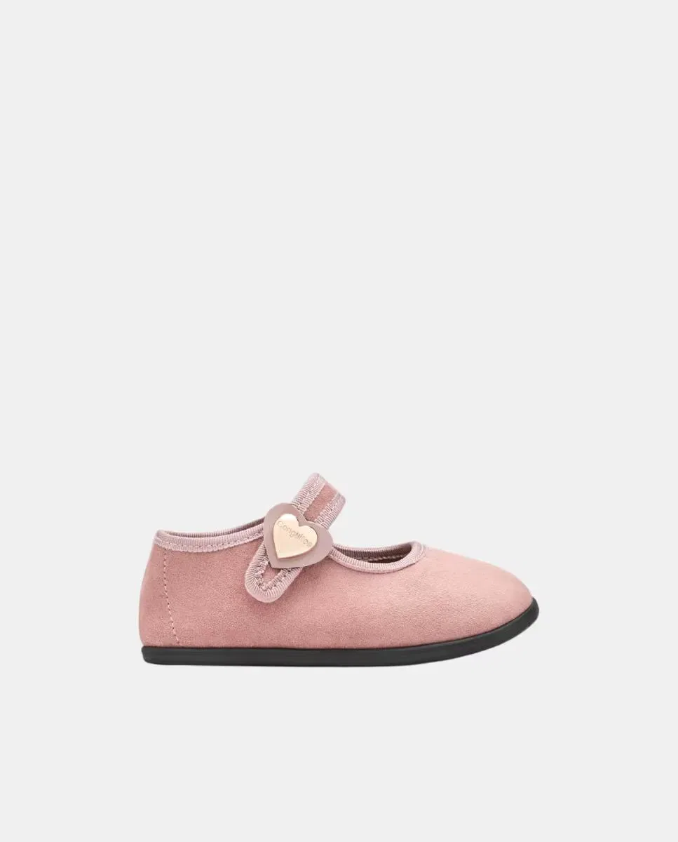 Детские балетки для девочек с сердцем Merceditas Barefoot Conguitos, Rosa Palo