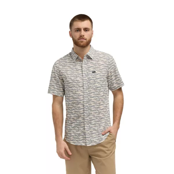 

Мужская рубашка с геометрическим узором и короткими рукавами, застегивающаяся на пуговицы, из ткани «добби» Matix, цвет off white