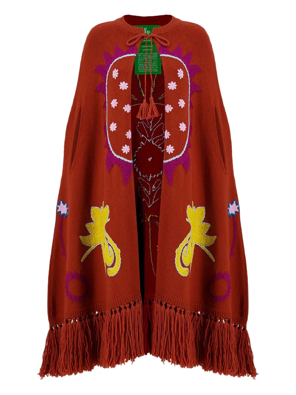 

Кейп с вышивкой и бахромой PAULA, оранжевый