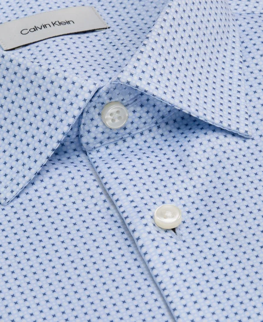 Рубашка Calvin Klein с воротником-стойкой, Slim Fit, Хлопок, Blue Multi — фото 2