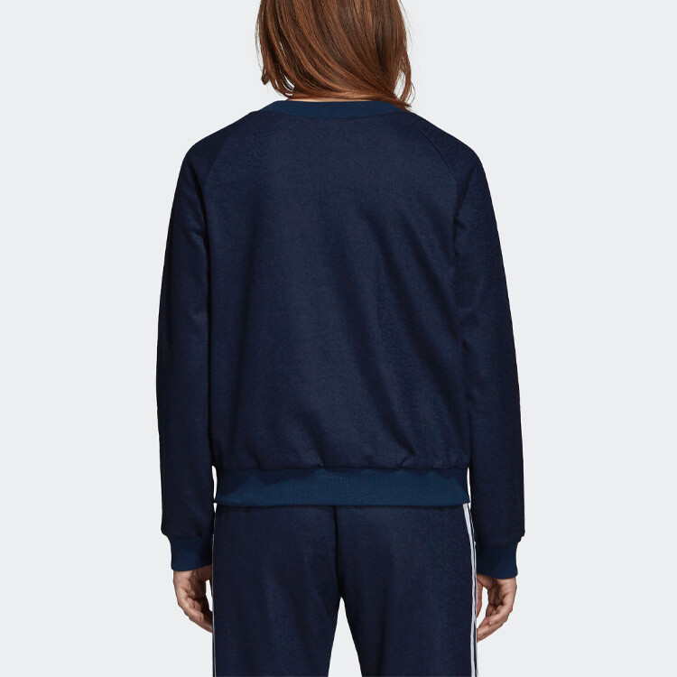 Свитшот женский Adidas Originals с трилистником, темно-синий — фото 4