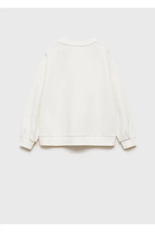 Детские свитшот для девочек с цветочным принтом Mango Kids, Off White — фото 4